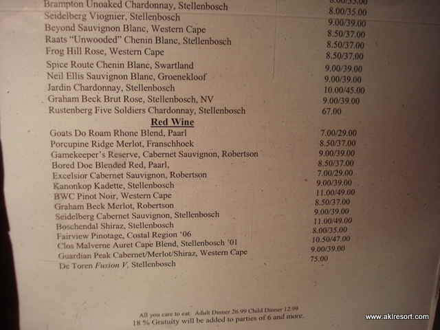 Drink and wine menus BOTTOM